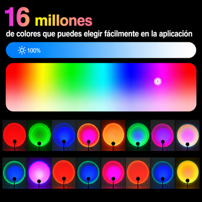 Lámpara de luz cálida de atardecer