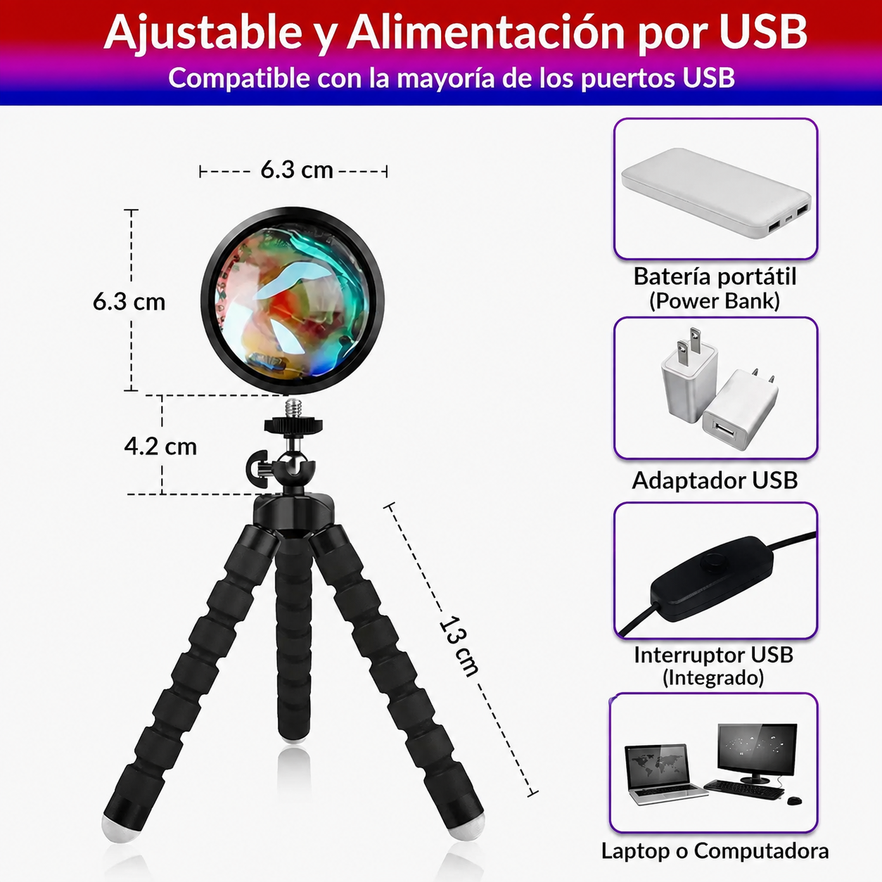 Lámpara de luz cálida de atardecer